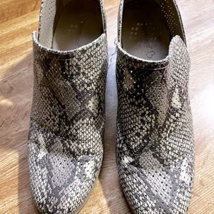 Baretraps python leather slip on bootie